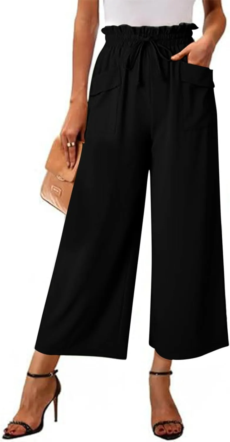 2025 Women's Summer Linen Pants - High Waist Drawstring Slim Fit Casual Trousers with Pockets, Pure Color Long Pants