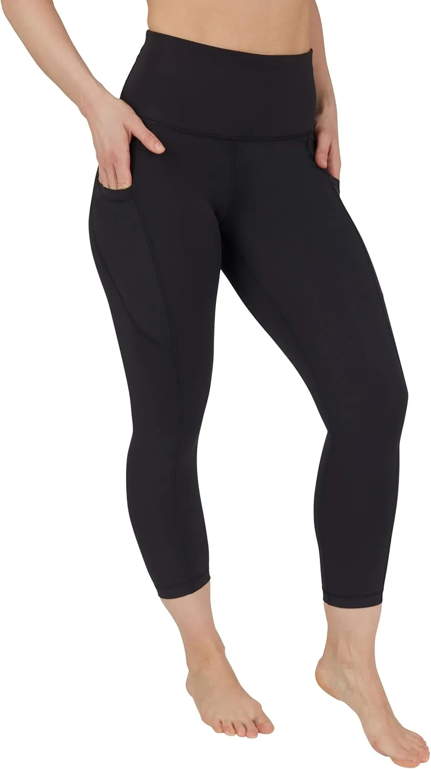 90 Degree By Reflex Womens High Waisted Capri Legging Side Pocket Squat Proof Gym Workout Yoga Pant