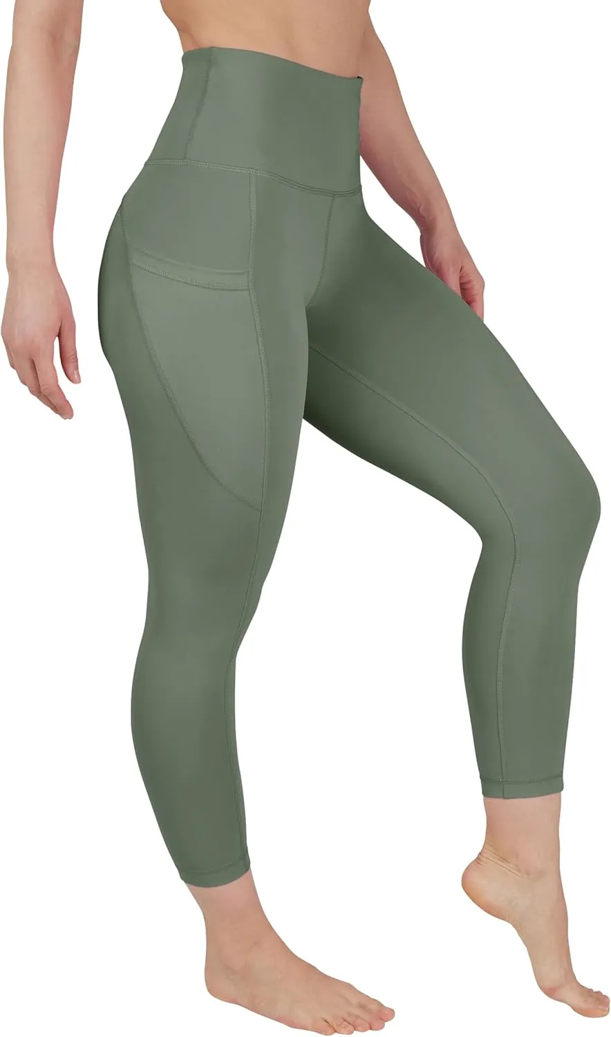 90 Degree By Reflex Womens High Waisted Capri Legging Side Pocket Squat Proof Gym Workout Yoga Pant