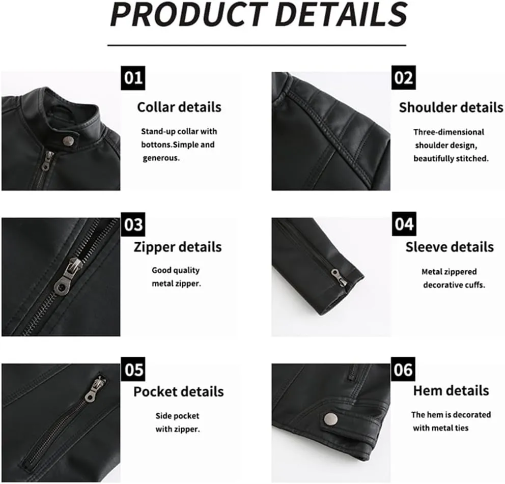 ACE SHOCK Womens Faux Leather Jackets Zip Up Motocycle Short PU Moto Biker Outwear Slim Fitted Coat
