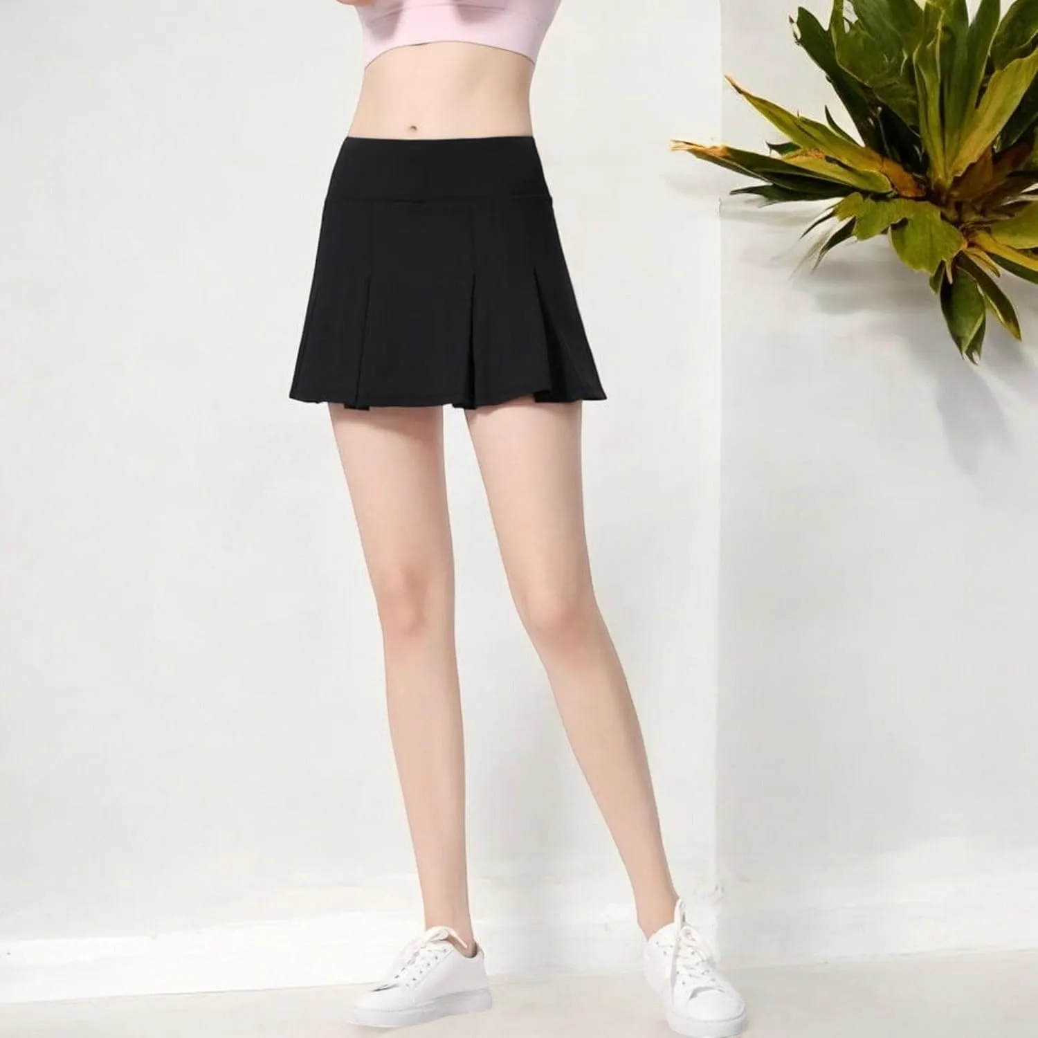 Anna-Kaci Women's High Waist Pleated Athletic Skort with Built-in Shorts
