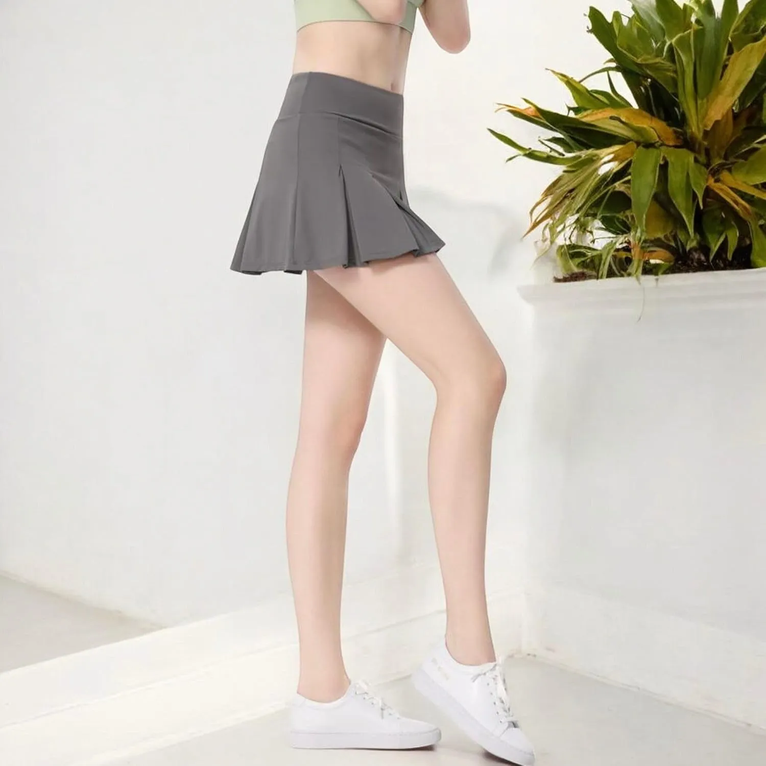 Anna-Kaci Women's High Waist Pleated Athletic Skort with Built-in Shorts