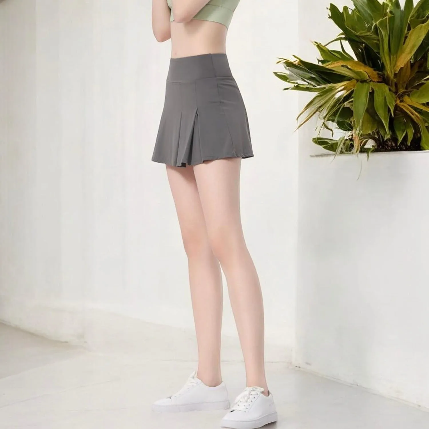 Anna-Kaci Women's High Waist Pleated Athletic Skort with Built-in Shorts