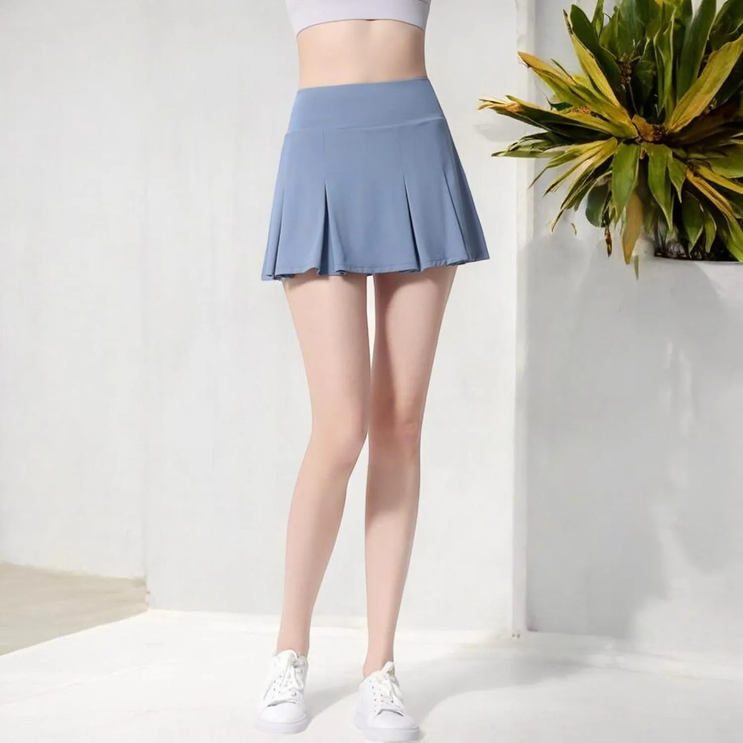 Anna-Kaci Women's High Waist Pleated Athletic Skort with Built-in Shorts