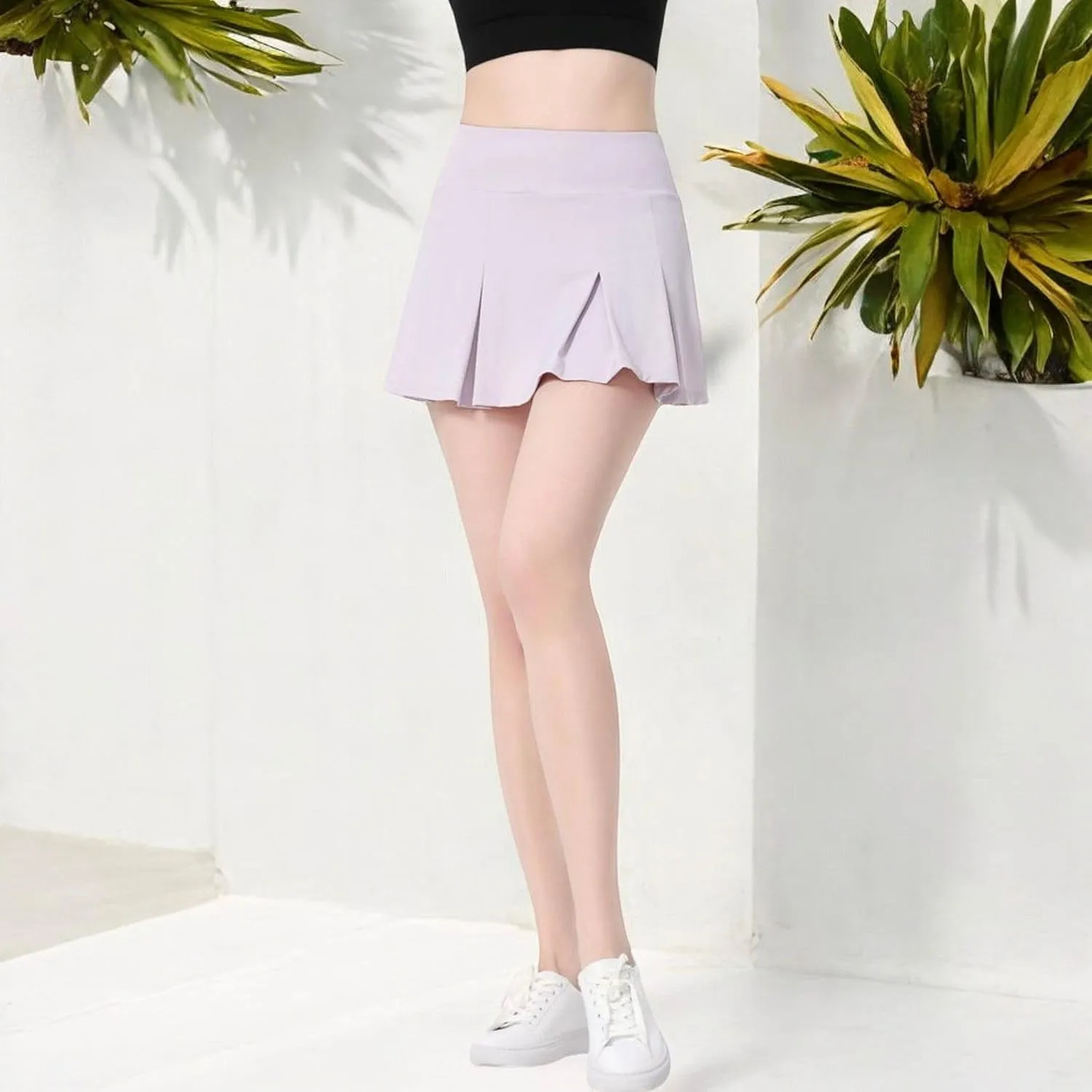 Anna-Kaci Women's High Waist Pleated Athletic Skort with Built-in Shorts