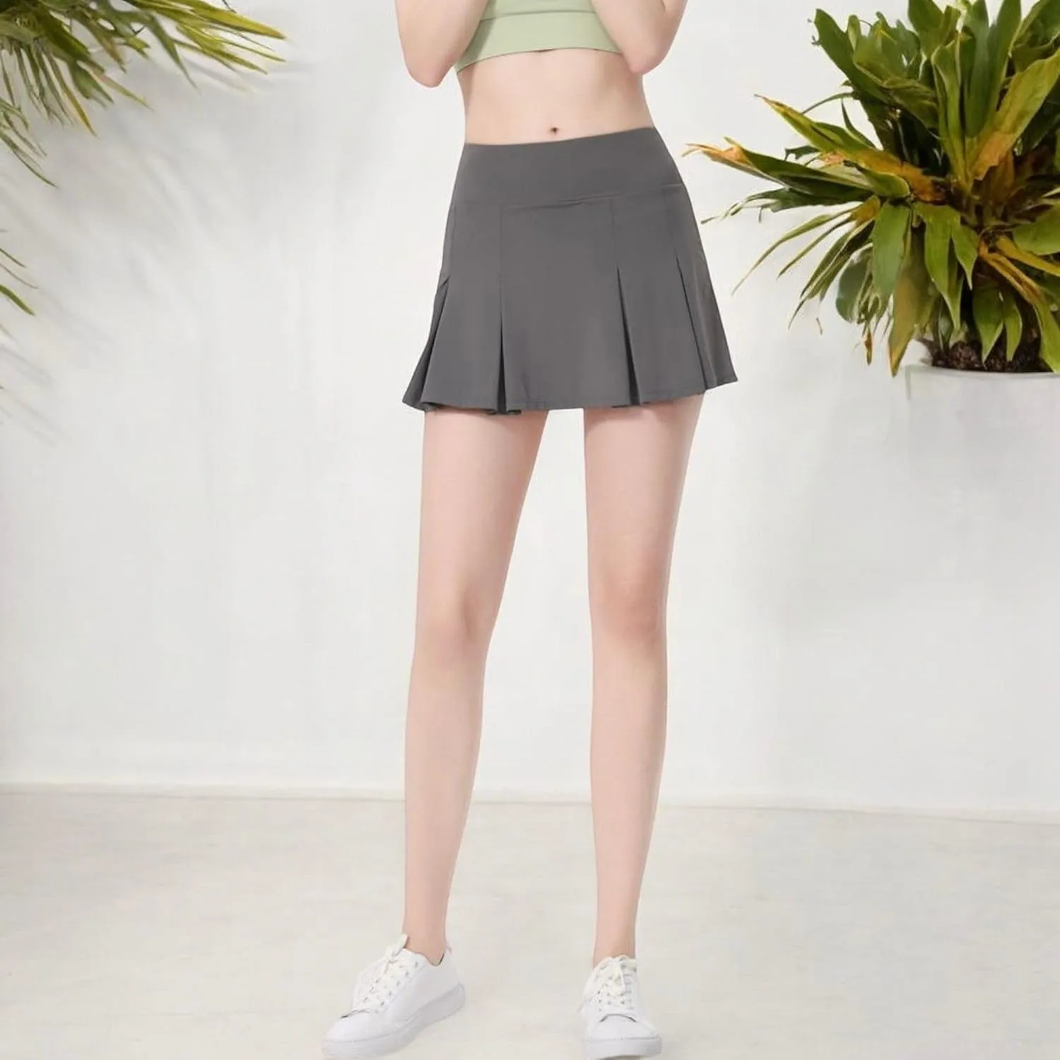 Anna-Kaci Women's High Waist Pleated Athletic Skort with Built-in Shorts