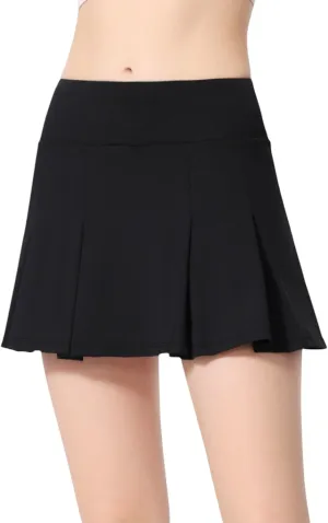 Anna-Kaci Women's High Waist Pleated Athletic Skort with Built-in Shorts