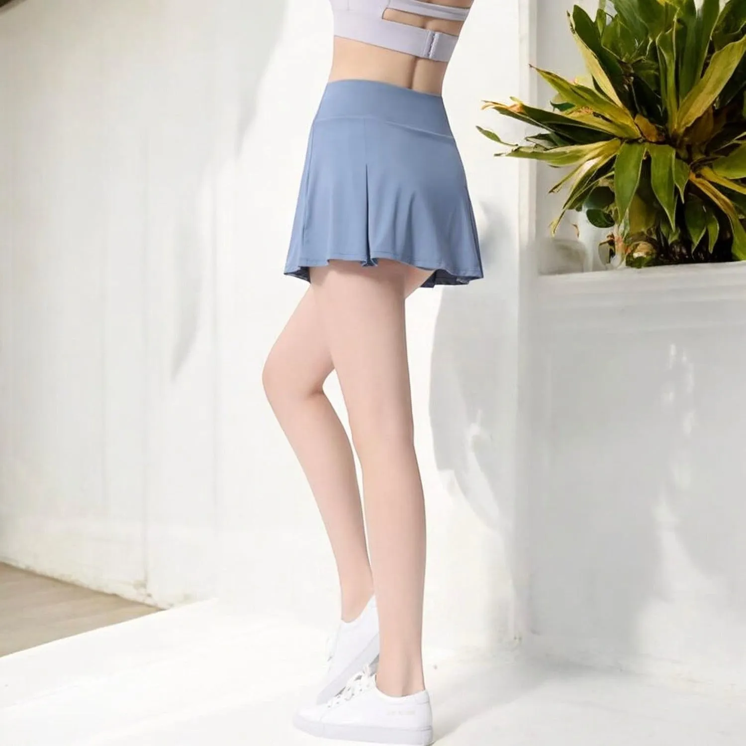 Anna-Kaci Women's High Waist Pleated Athletic Skort with Built-in Shorts