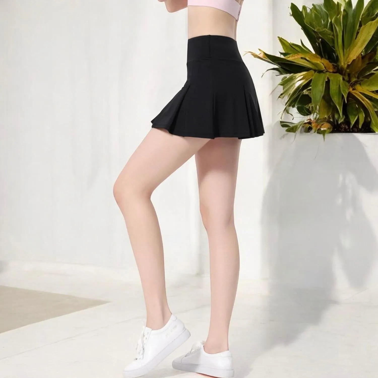Anna-Kaci Women's High Waist Pleated Athletic Skort with Built-in Shorts