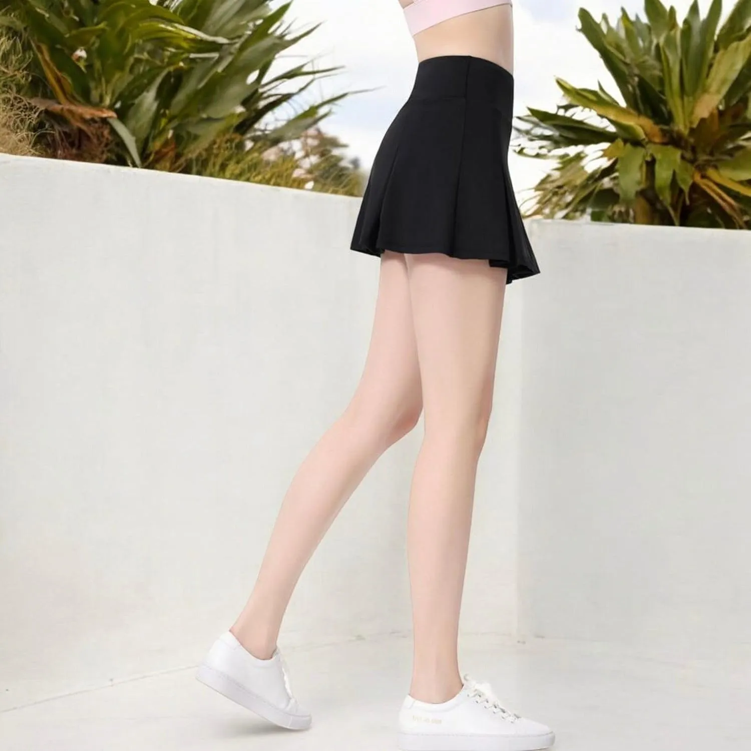 Anna-Kaci Women's High Waist Pleated Athletic Skort with Built-in Shorts
