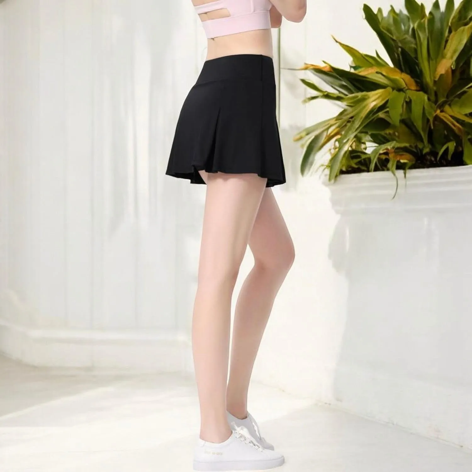 Anna-Kaci Women's High Waist Pleated Athletic Skort with Built-in Shorts