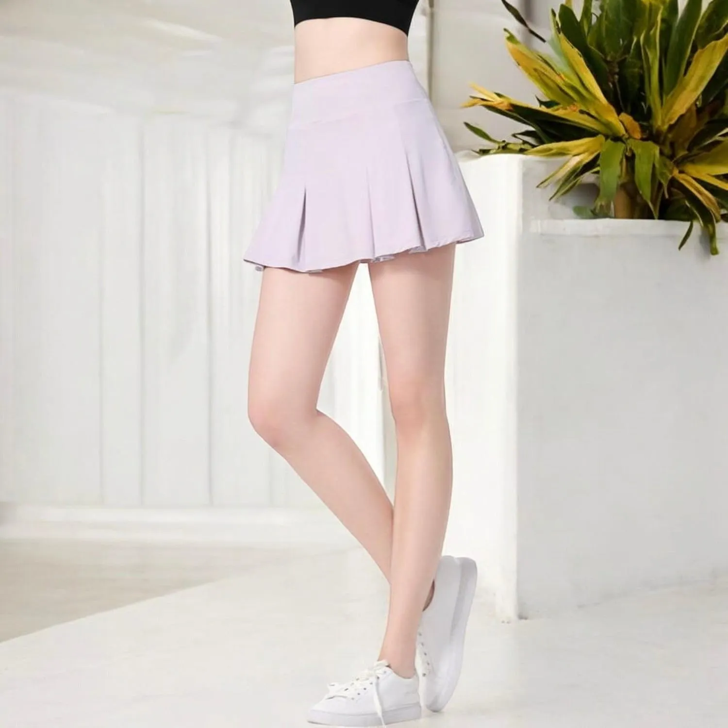 Anna-Kaci Women's High Waist Pleated Athletic Skort with Built-in Shorts