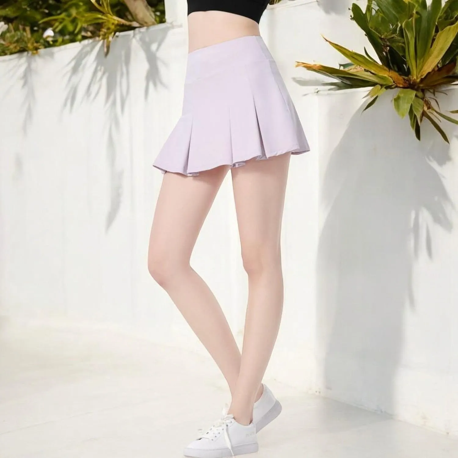 Anna-Kaci Women's High Waist Pleated Athletic Skort with Built-in Shorts