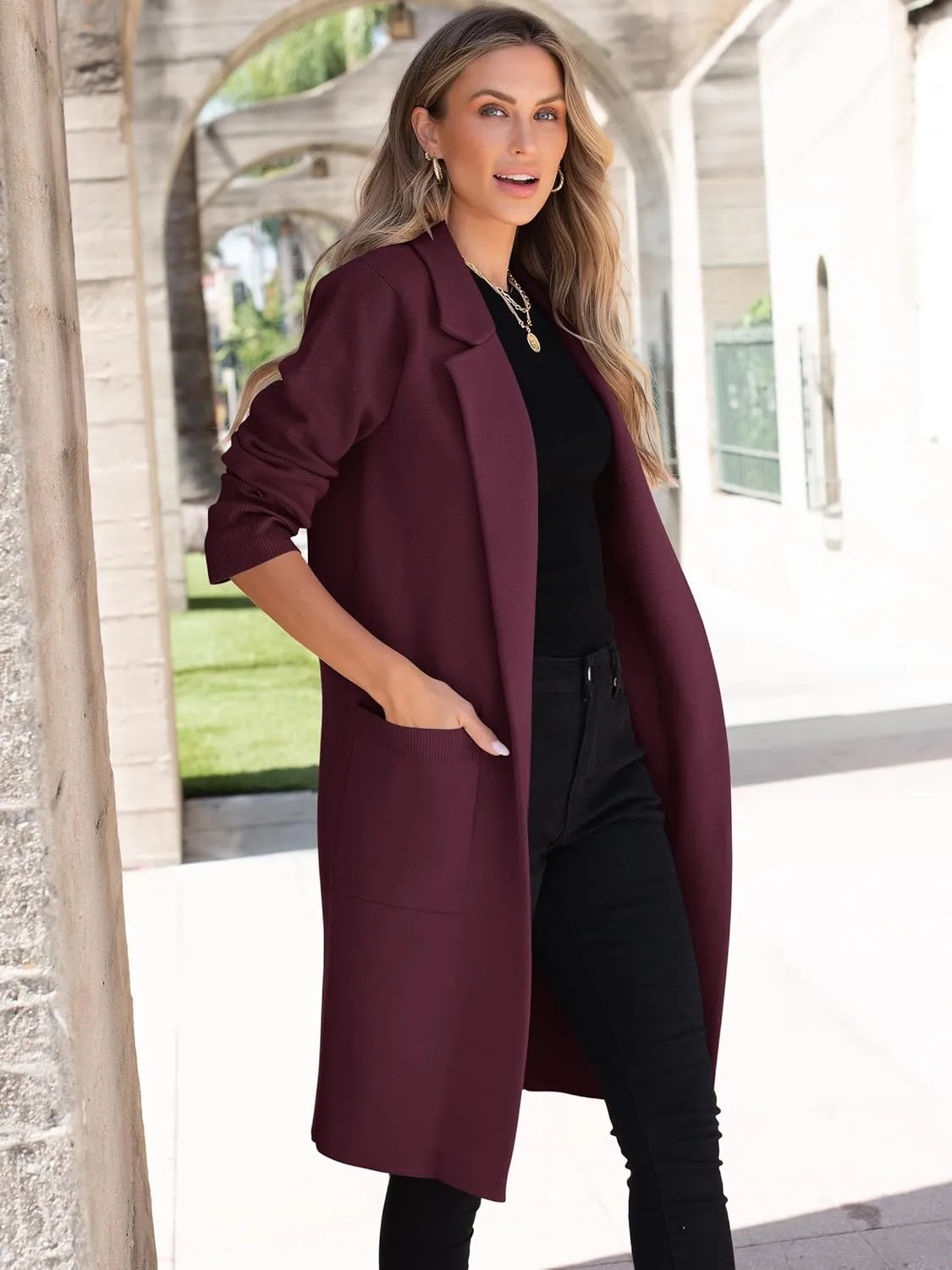 ANRABESS Women Cardigan Sweater Jackets Open Front Thick Knit Oversized Blazer Coatigan 2025 Fall Winter Long Coats Outwear