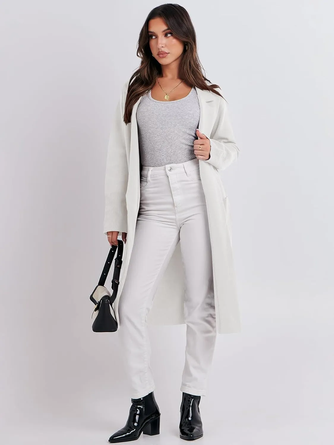 ANRABESS Women Cardigan Sweater Jackets Open Front Thick Knit Oversized Blazer Coatigan 2025 Fall Winter Long Coats Outwear