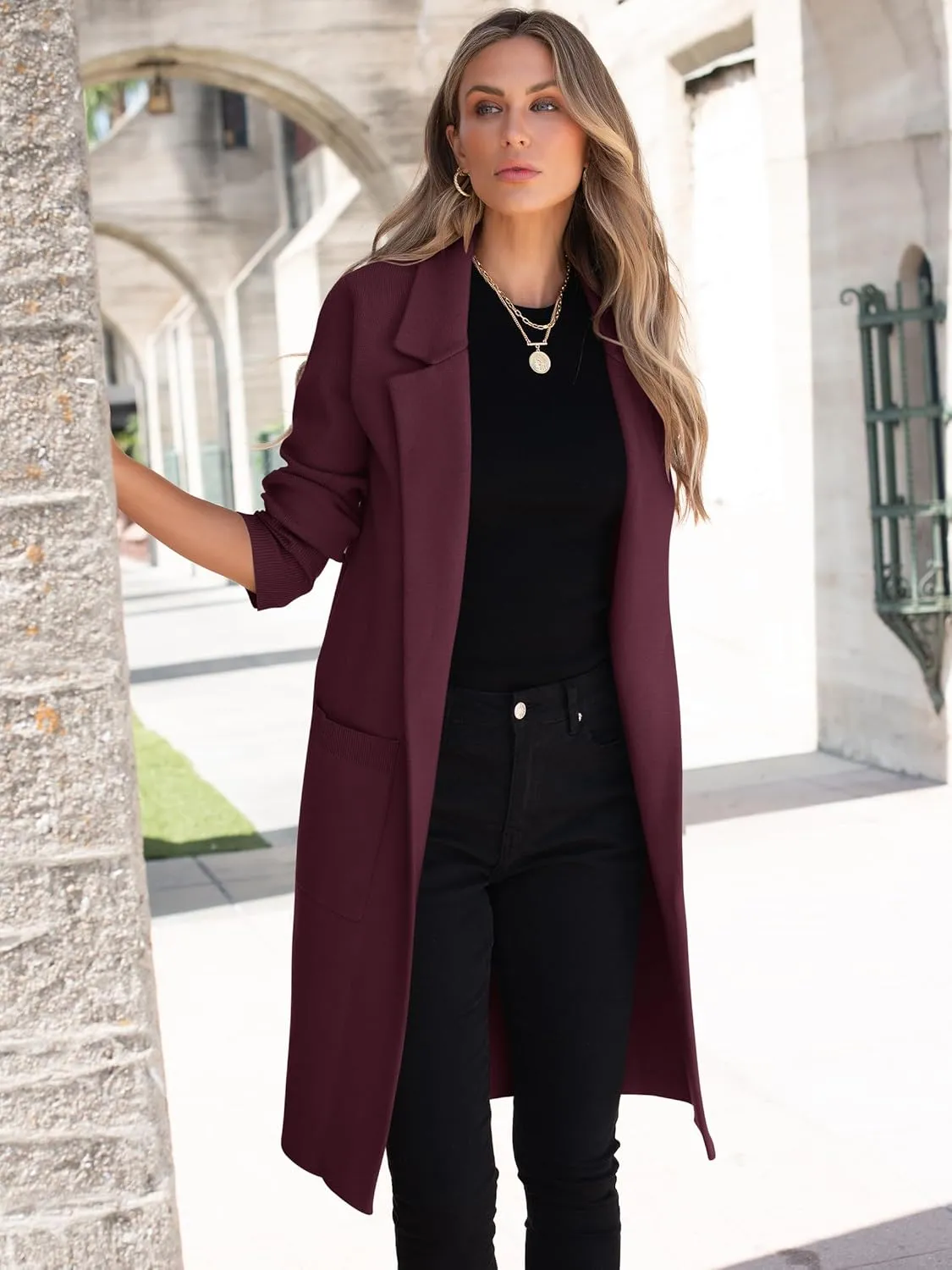 ANRABESS Women Cardigan Sweater Jackets Open Front Thick Knit Oversized Blazer Coatigan 2025 Fall Winter Long Coats Outwear