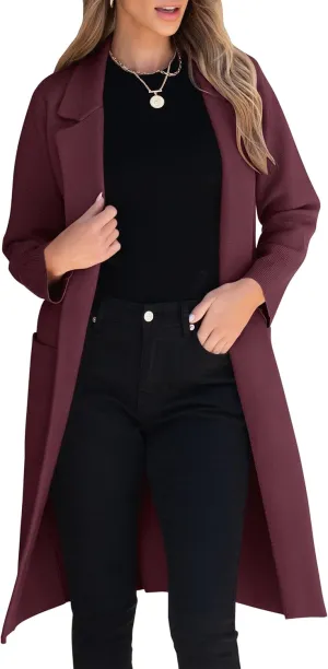 ANRABESS Women Cardigan Sweater Jackets Open Front Thick Knit Oversized Blazer Coatigan 2025 Fall Winter Long Coats Outwear