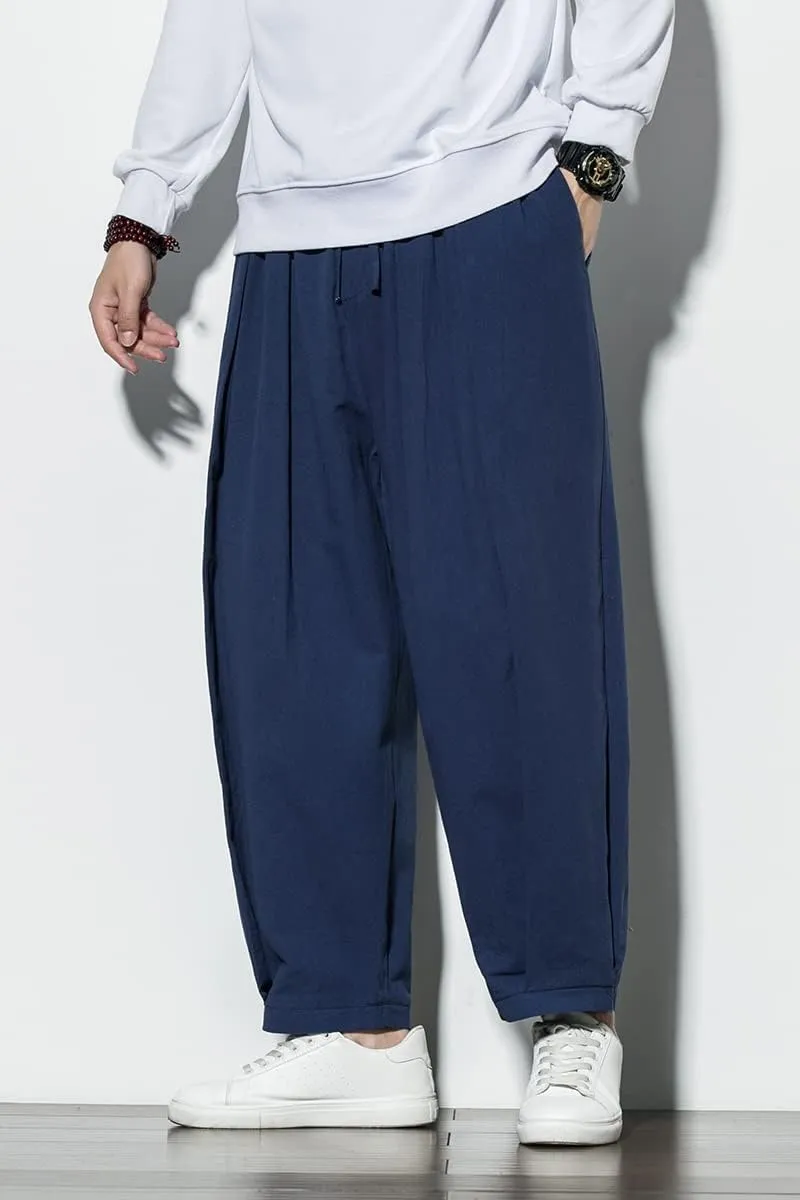 Aoleaky Men's Joggers Harem Pants Black Cotton Comfortable Pant Summer Casual Streetwear Loose Trouser Japanese Sweatpants