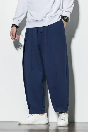 Aoleaky Men's Joggers Harem Pants Black Cotton Comfortable Pant Summer Casual Streetwear Loose Trouser Japanese Sweatpants