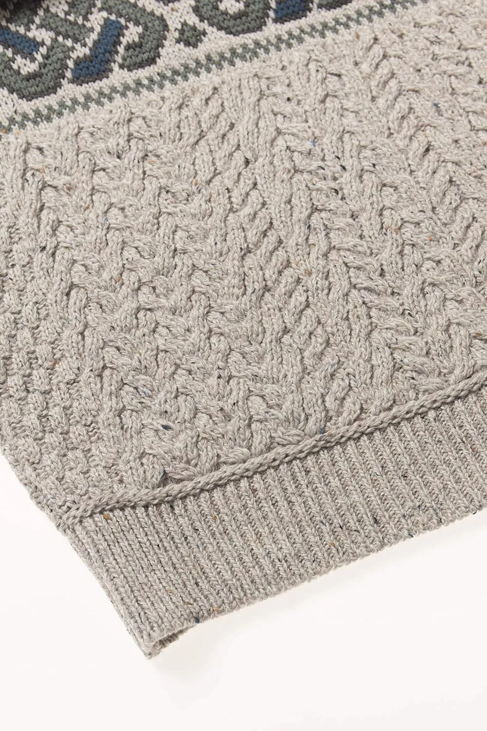 Aran Crafts Men's Irish Cable Knit Half Zip Jacquard Sweater (100% Merino Wool)
