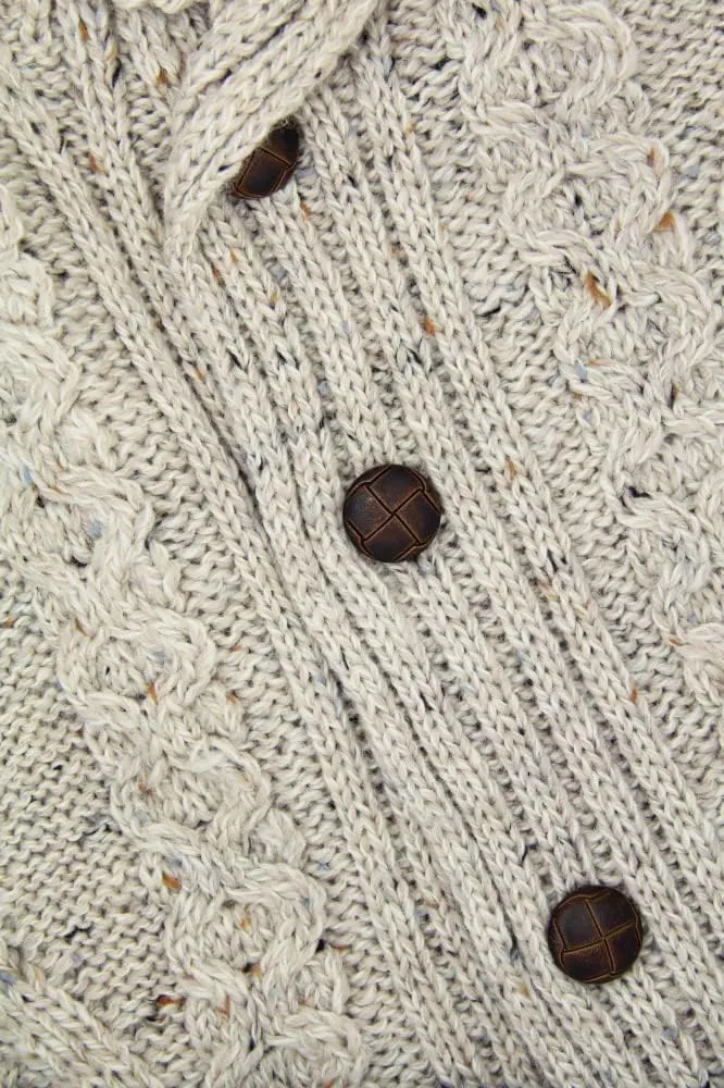 Aran Crafts Men's Irish Cable Knitted Cardigan Sweater (100% Merino Wool)
