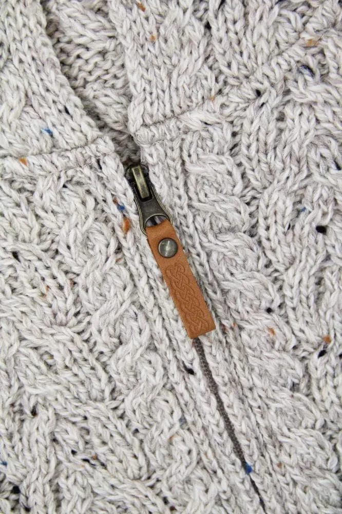 Aran Crafts Men's Irish Cable Knitted Zip Hooded Cardigan (100% Merino Wool)