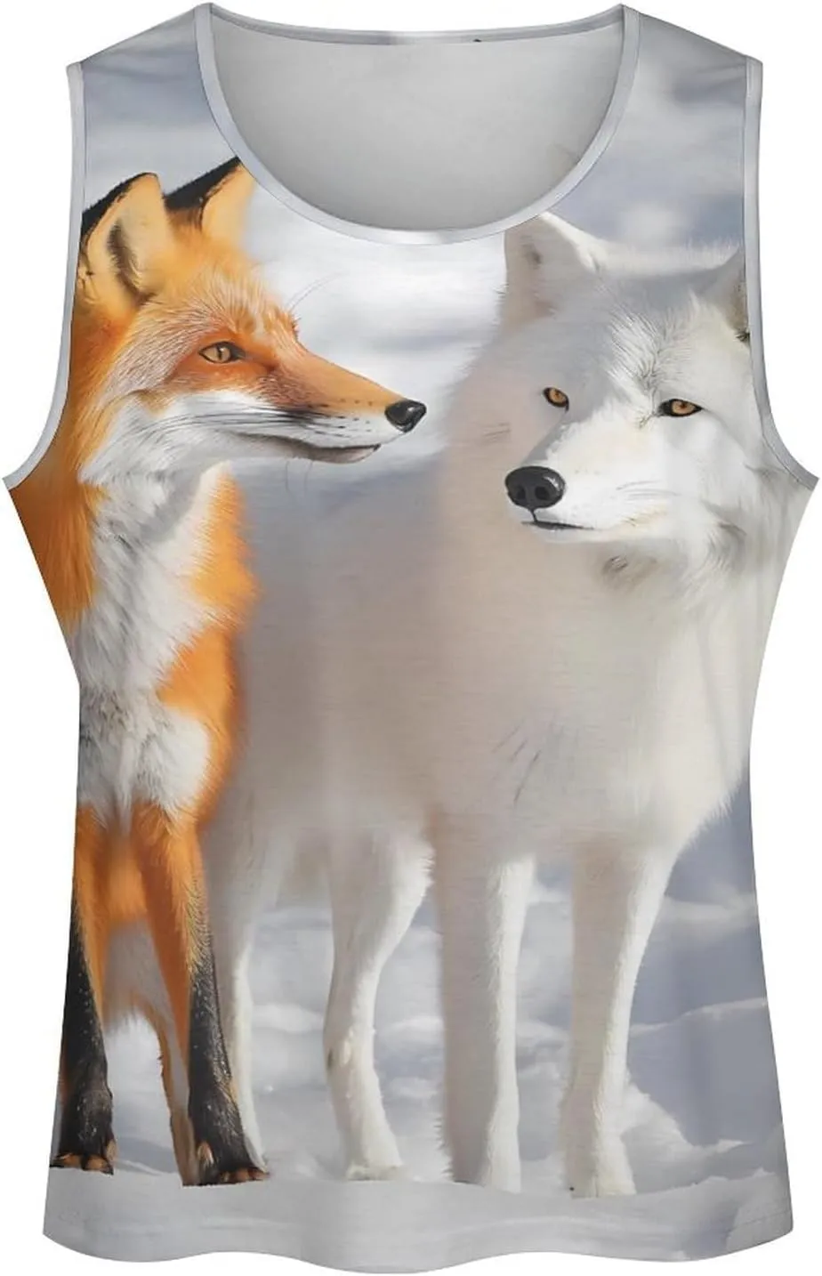 Arctic Wolf And Fox Men's Activewear Tank Tops Gym Sleeveless Muscle T Shirts Workout Tees Vest