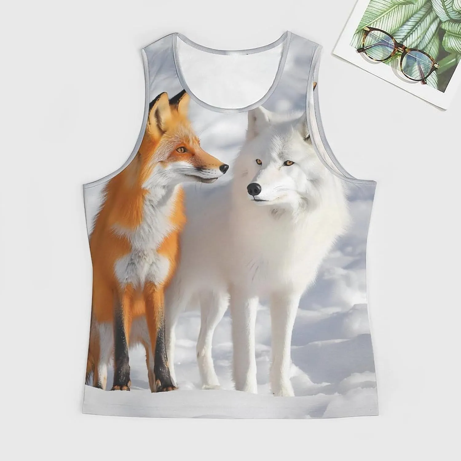 Arctic Wolf And Fox Men's Activewear Tank Tops Gym Sleeveless Muscle T Shirts Workout Tees Vest