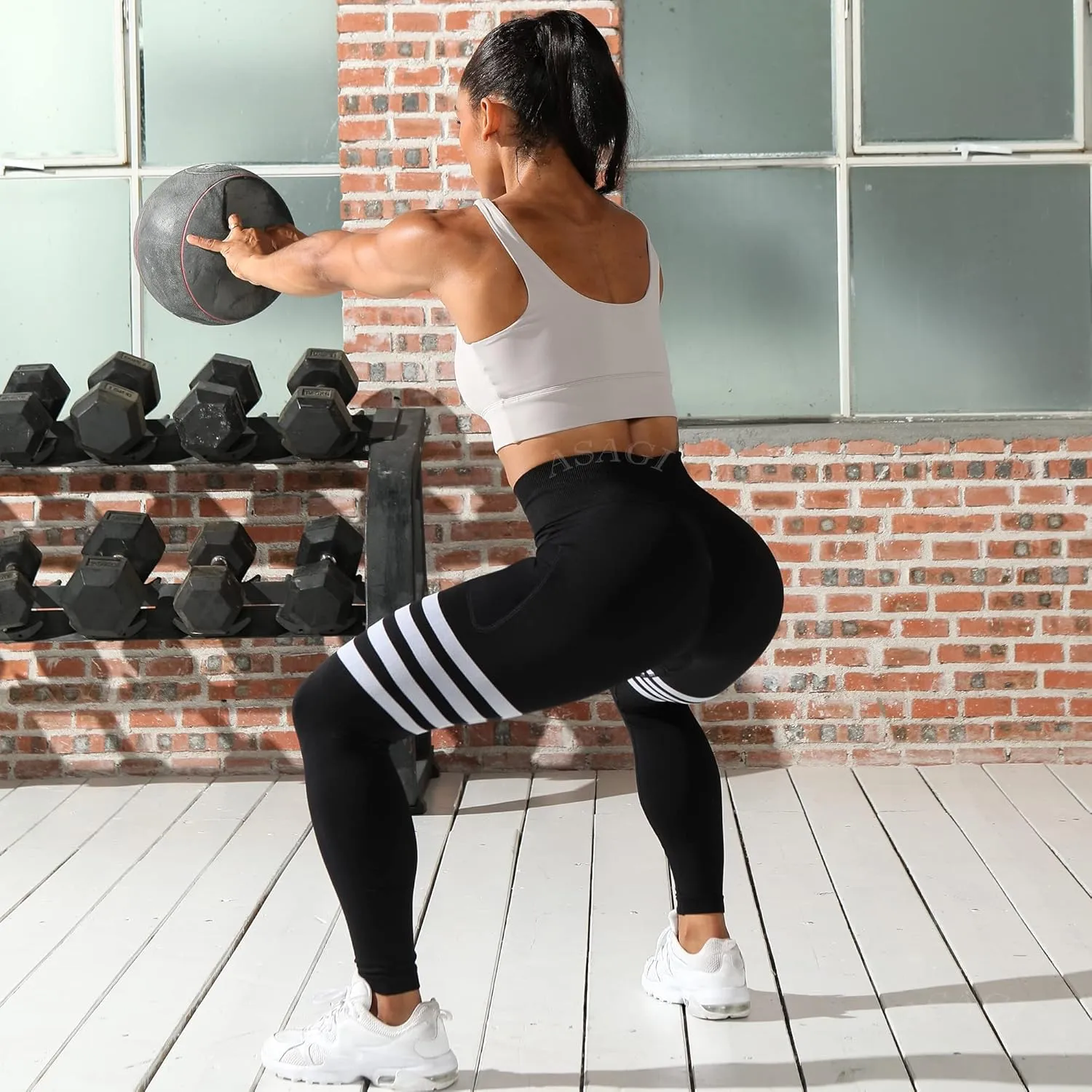 ASAGI Scrunch Butt Lifting Workout Leggings for Women High Waist Yoga Pants Amplify Gym Seamless Booty Tights