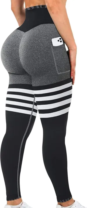 ASAGI Scrunch Butt Lifting Workout Leggings for Women High Waist Yoga Pants Amplify Gym Seamless Booty Tights