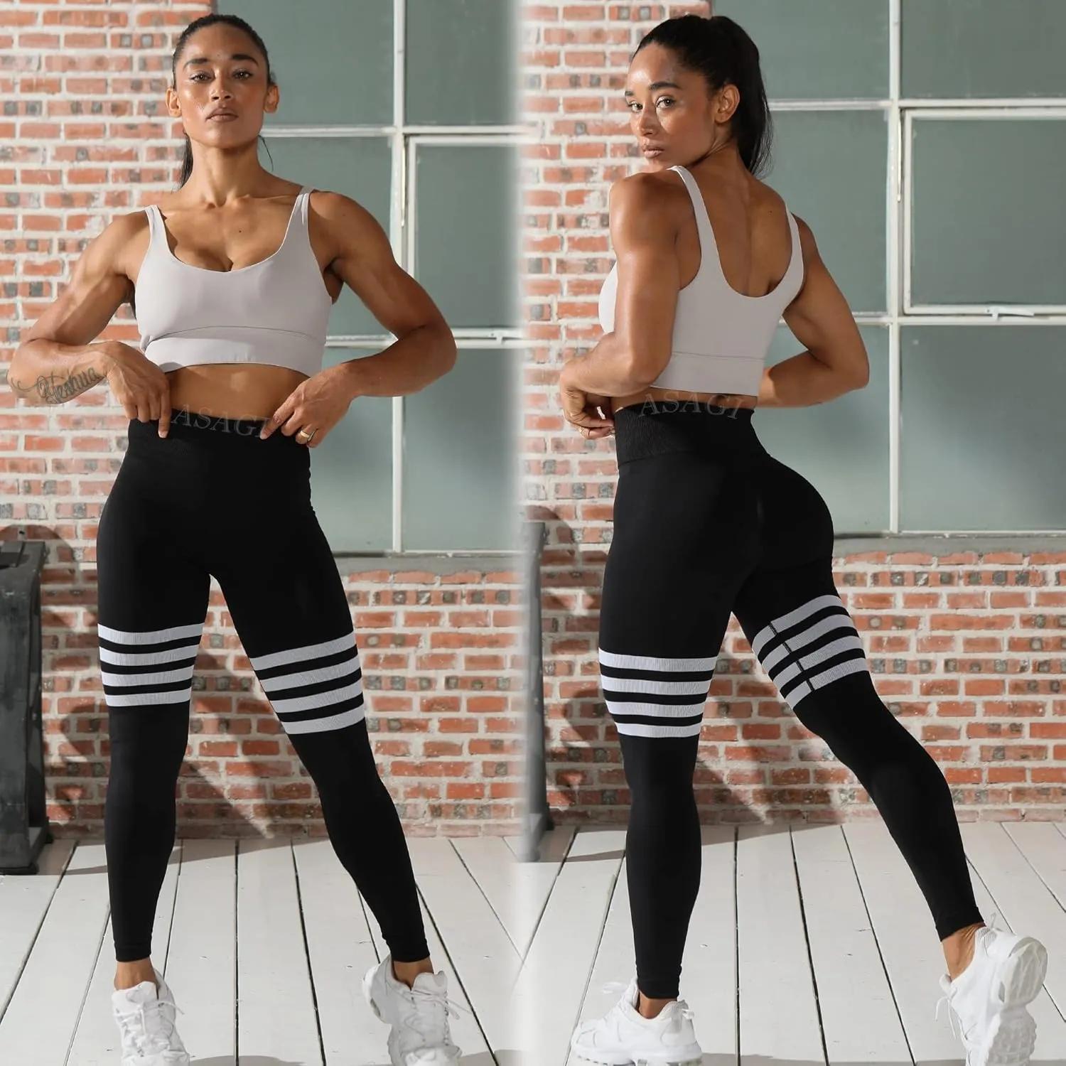 ASAGI Scrunch Butt Lifting Workout Leggings for Women High Waist Yoga Pants Amplify Gym Seamless Booty Tights