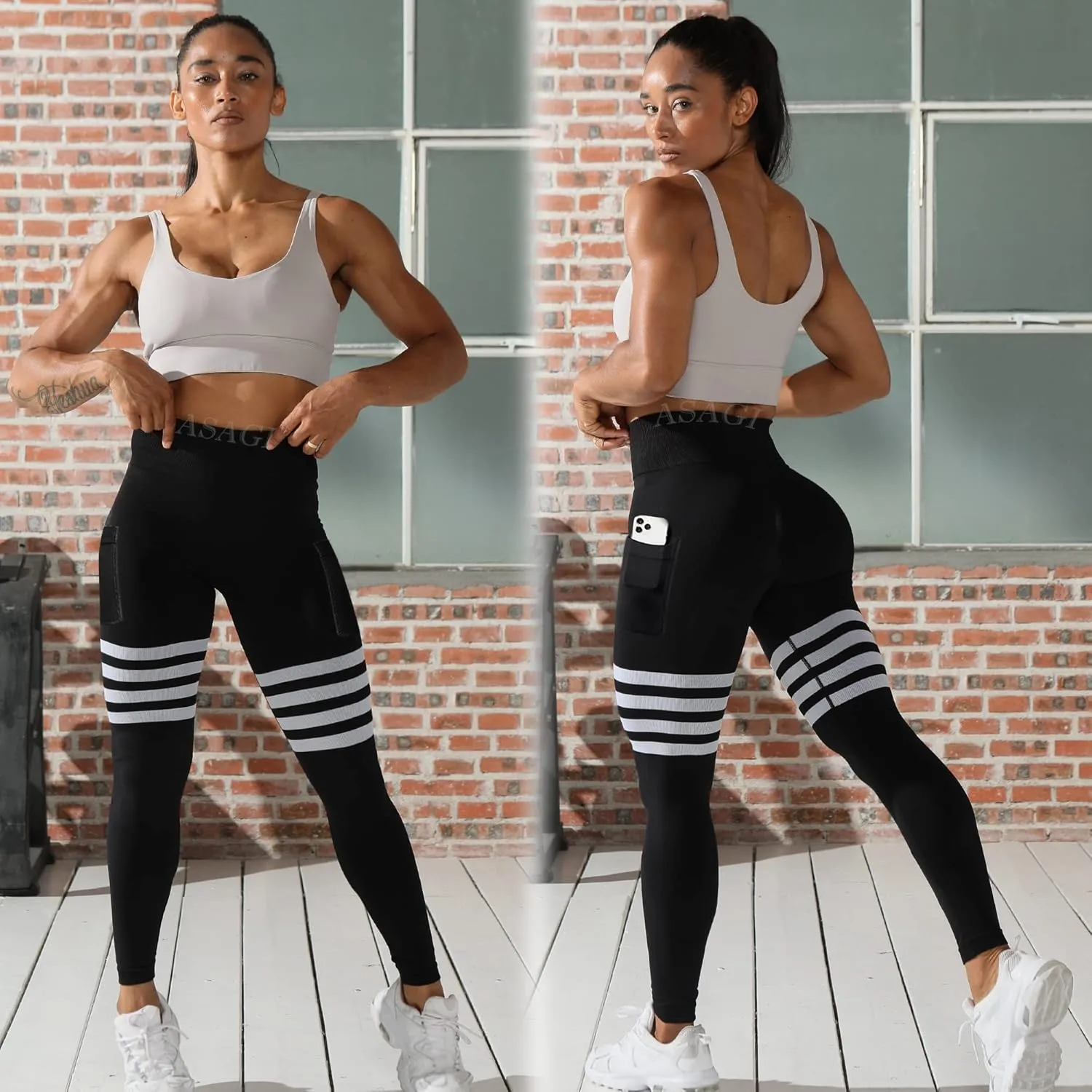 ASAGI Scrunch Butt Lifting Workout Leggings for Women High Waist Yoga Pants Amplify Gym Seamless Booty Tights
