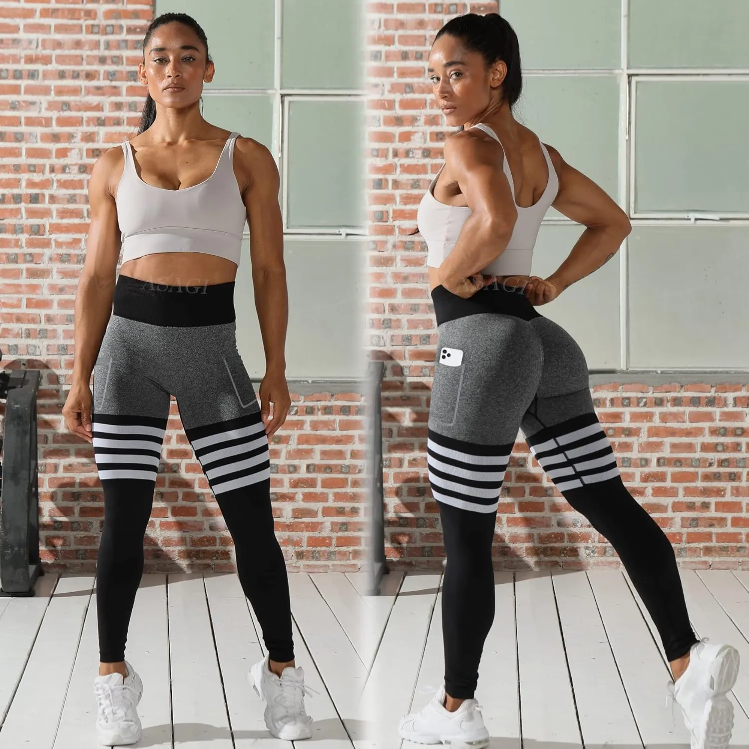 ASAGI Scrunch Butt Lifting Workout Leggings for Women High Waist Yoga Pants Amplify Gym Seamless Booty Tights