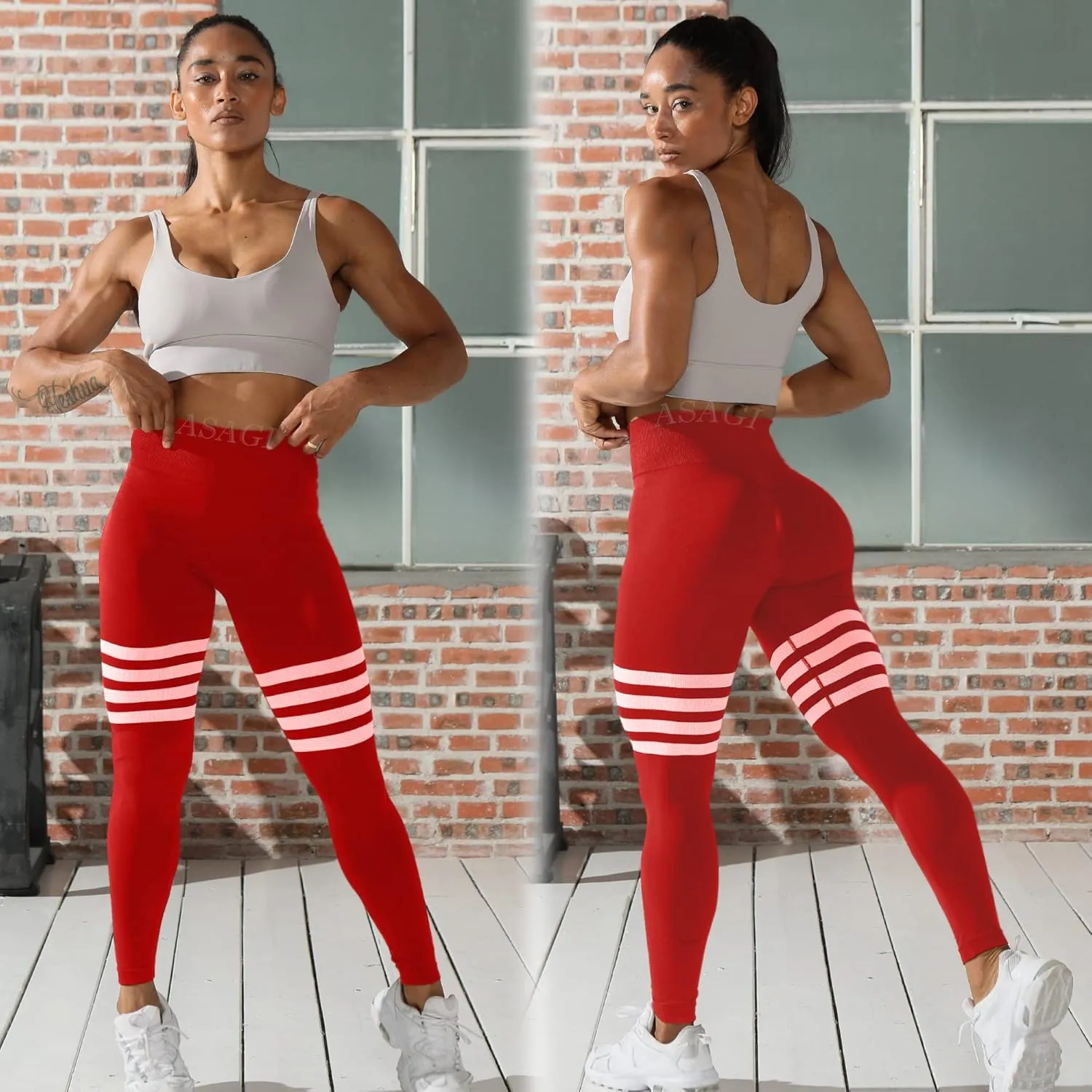 ASAGI Scrunch Butt Lifting Workout Leggings for Women High Waist Yoga Pants Amplify Gym Seamless Booty Tights