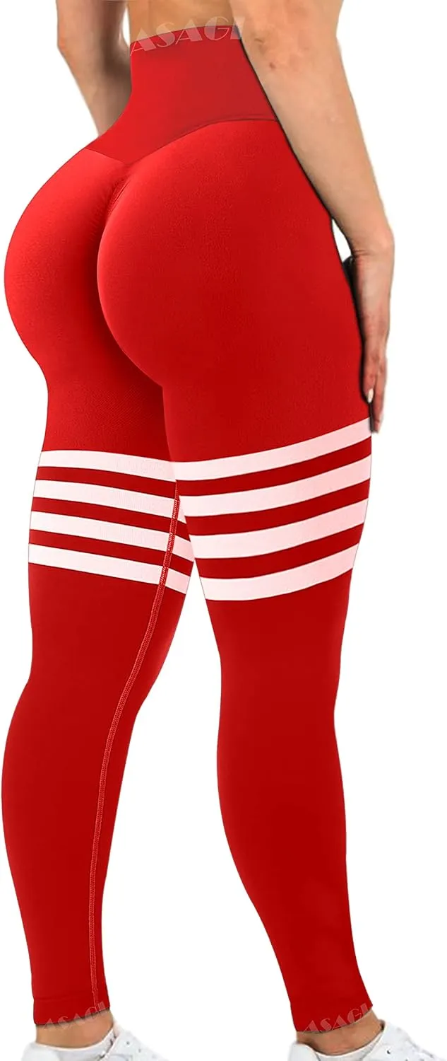 ASAGI Scrunch Butt Lifting Workout Leggings for Women High Waist Yoga Pants Amplify Gym Seamless Booty Tights