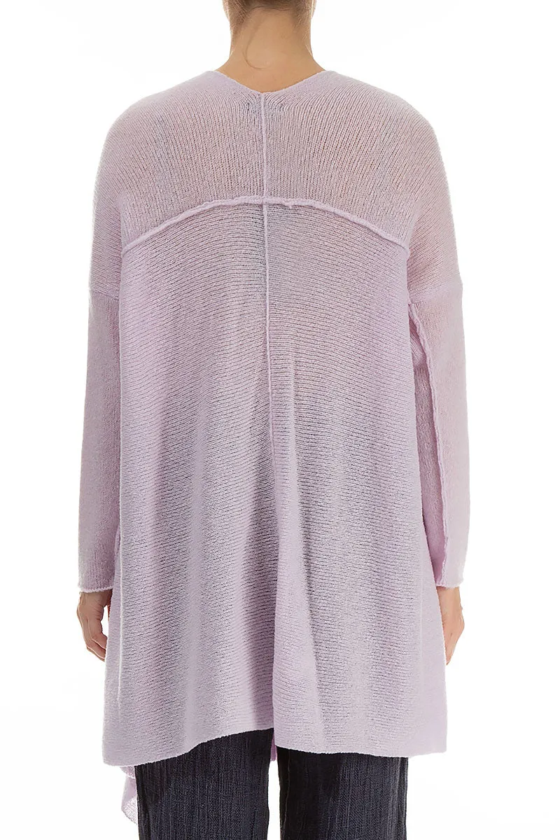 Asymmetric V-Neck Light Pink Wool Jumper