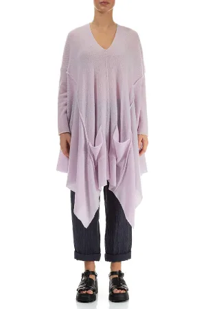 Asymmetric V-Neck Light Pink Wool Jumper