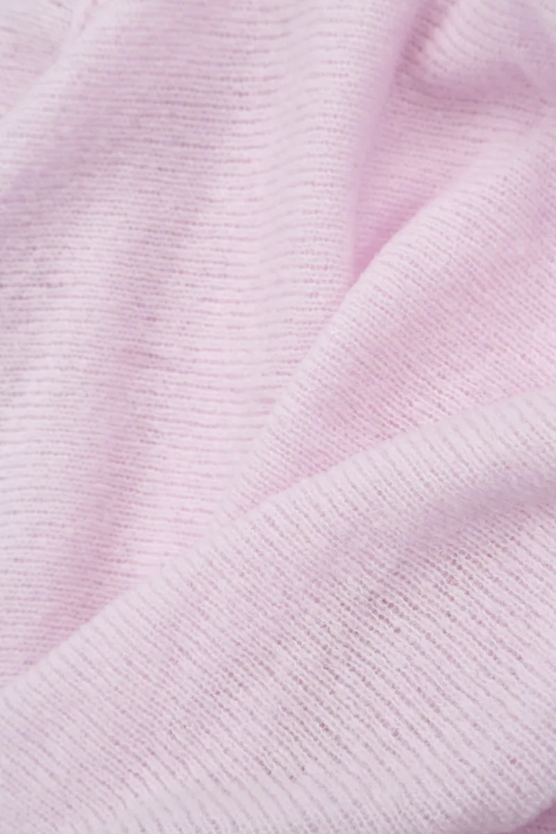 Asymmetric V-Neck Light Pink Wool Jumper