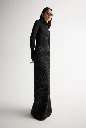 Aurora Knit Maxi Skirt Black Lurex