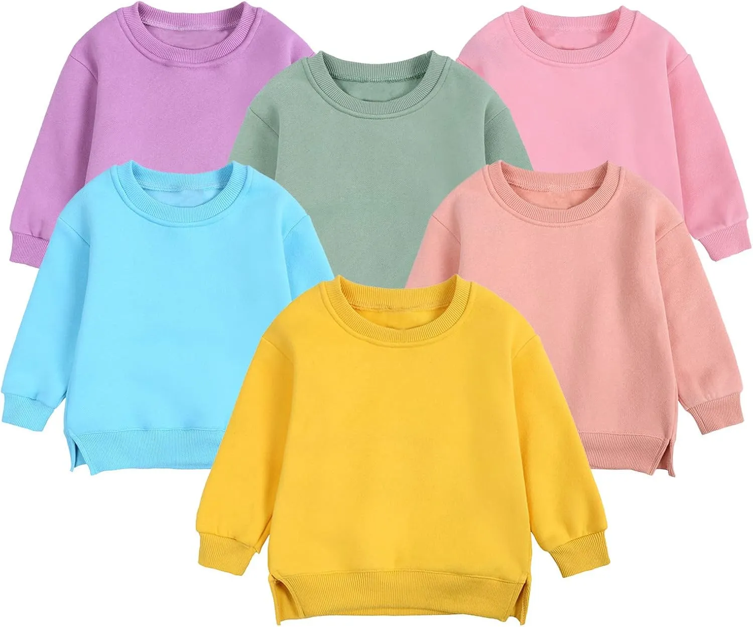 Baby Toddler Boys Fleece Sweatshirt Crewneck Long Sleeve Cotton Pullover Kids Solid Casual Sport Sweatshirts Sweater Tops