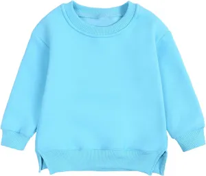 Baby Toddler Boys Fleece Sweatshirt Crewneck Long Sleeve Cotton Pullover Kids Solid Casual Sport Sweatshirts Sweater Tops