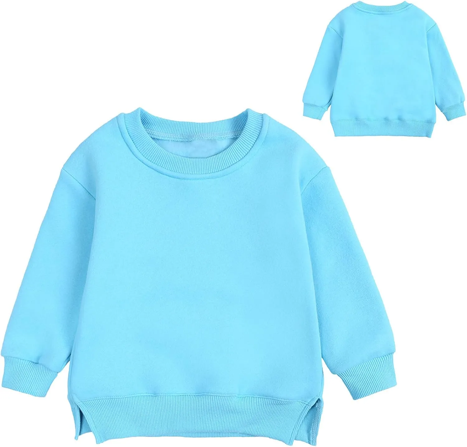Baby Toddler Boys Fleece Sweatshirt Crewneck Long Sleeve Cotton Pullover Kids Solid Casual Sport Sweatshirts Sweater Tops