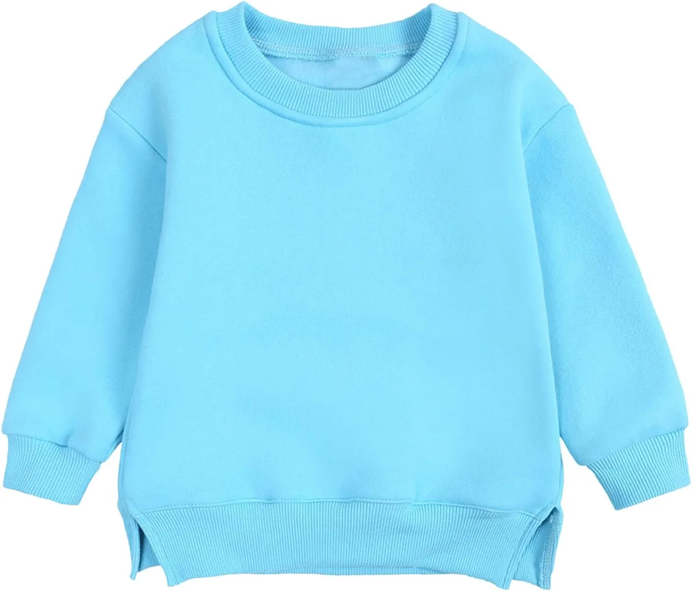 Baby Toddler Boys Fleece Sweatshirt Crewneck Long Sleeve Cotton Pullover Kids Solid Casual Sport Sweatshirts Sweater Tops