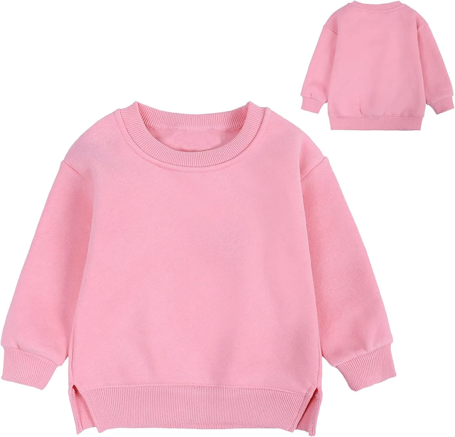 Baby Toddler Boys Fleece Sweatshirt Crewneck Long Sleeve Cotton Pullover Kids Solid Casual Sport Sweatshirts Sweater Tops