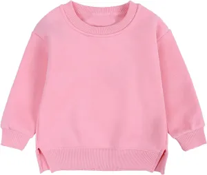 Baby Toddler Boys Fleece Sweatshirt Crewneck Long Sleeve Cotton Pullover Kids Solid Casual Sport Sweatshirts Sweater Tops