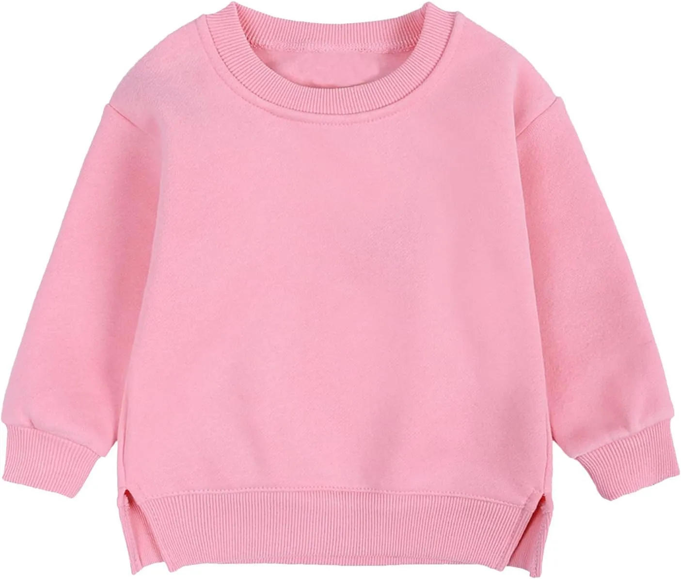 Baby Toddler Boys Fleece Sweatshirt Crewneck Long Sleeve Cotton Pullover Kids Solid Casual Sport Sweatshirts Sweater Tops