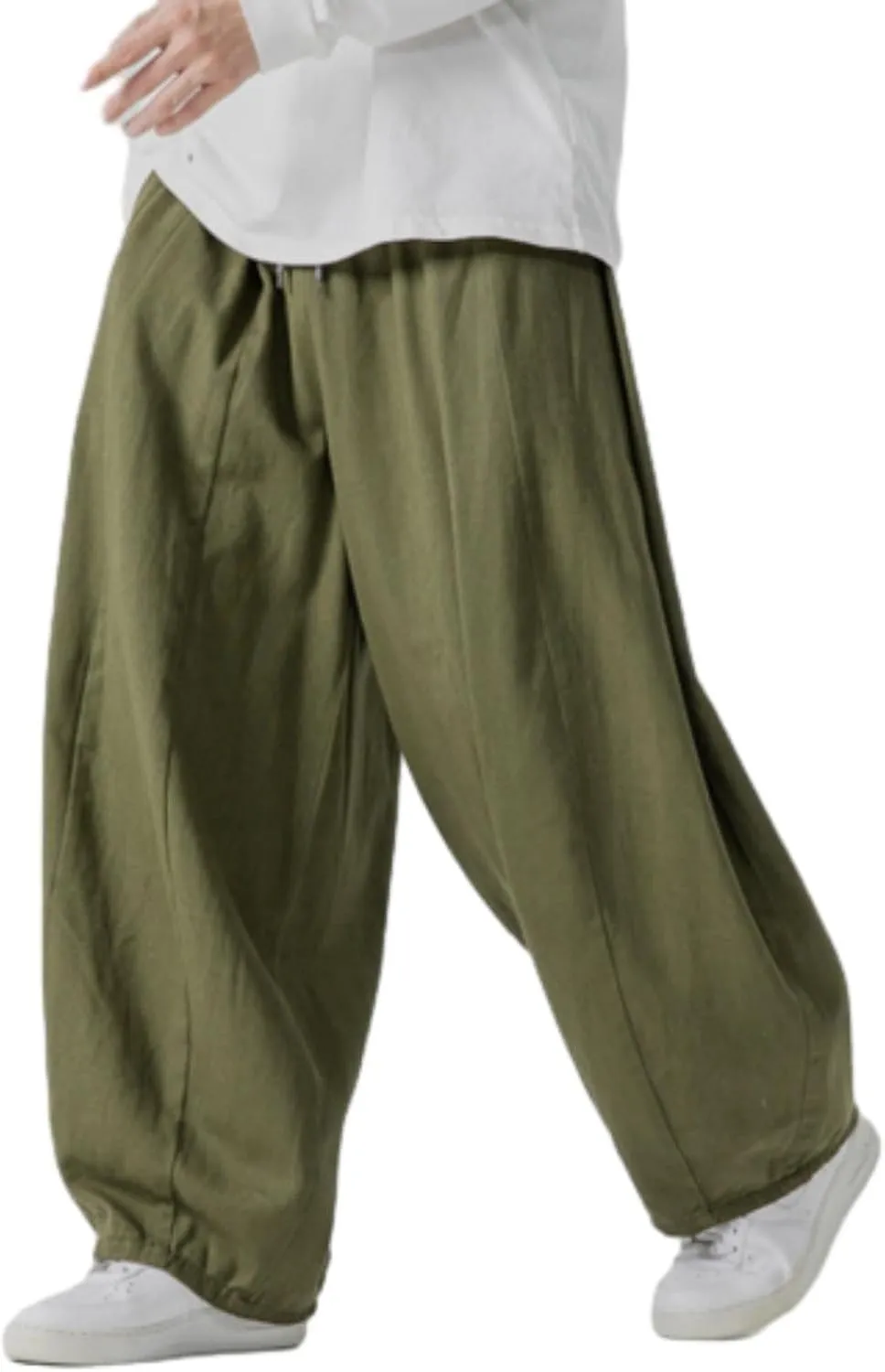 Baggy Pants Men Drawstring Elastic Waist Hip Hop Harem Pants Streetwear Casual Wide Leg Lantern Jogging Sweatpants