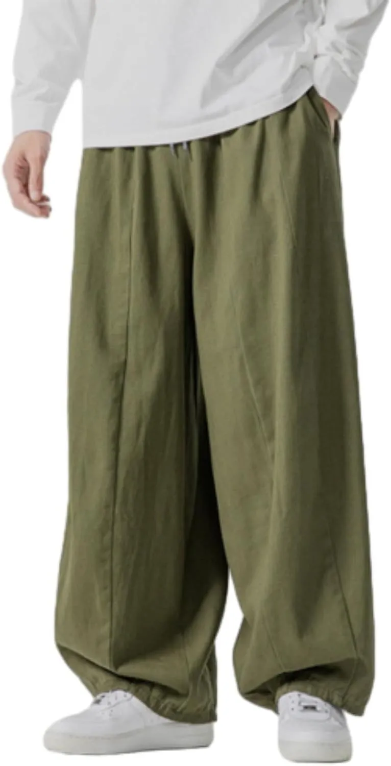 Baggy Pants Men Drawstring Elastic Waist Hip Hop Harem Pants Streetwear Casual Wide Leg Lantern Jogging Sweatpants