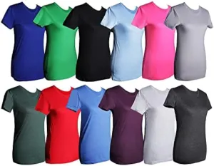 BILLIONHATS Womens T-Shirts in Bulk, Cotton Crew Neck Scoop Short Sleeve Tees Assorted Colors Bulk
