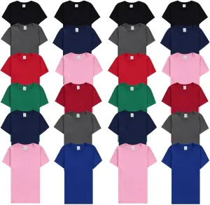 BILLIONHATS Womens T-Shirts in Bulk, Cotton Crew Neck Scoop Short Sleeve Tees Assorted Colors Bulk